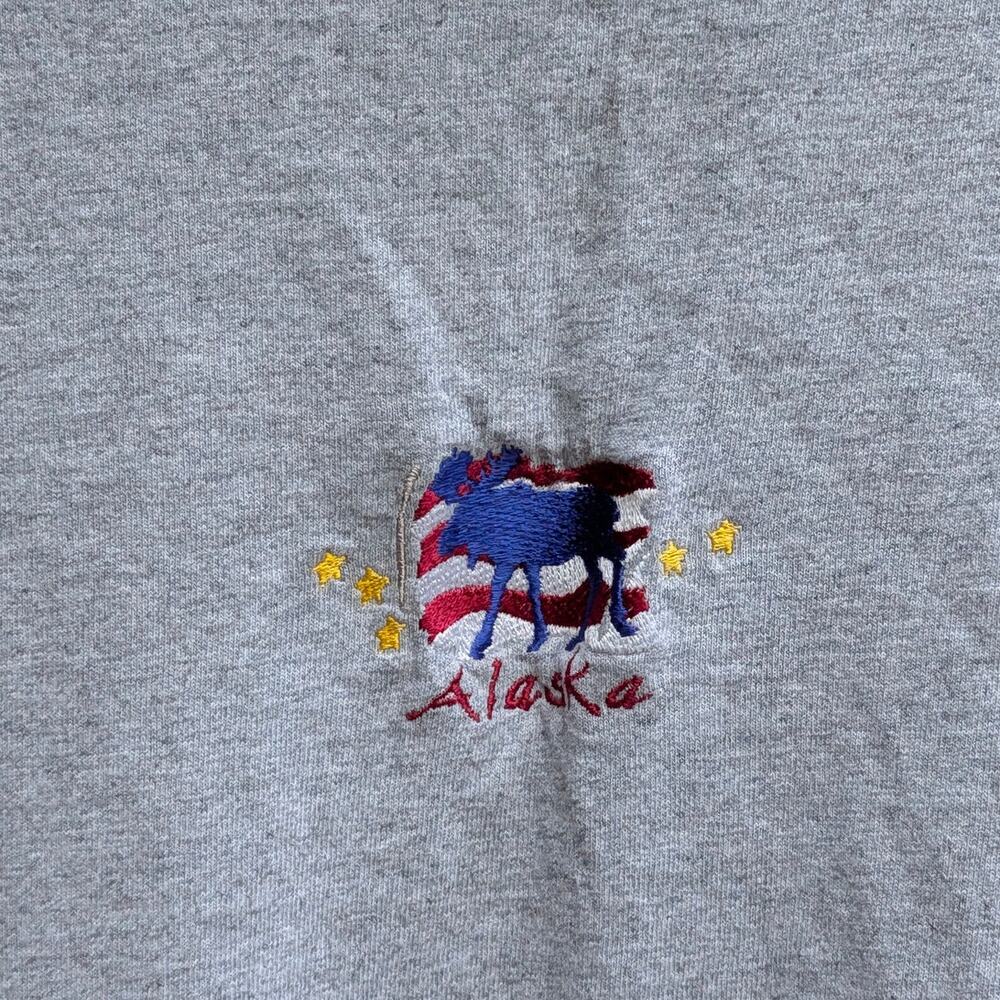 Vintage Y2K Alaska Moose Embroidered Center Logo T-Shirt Gray Anvil Mens XL - Picture 5 of 6